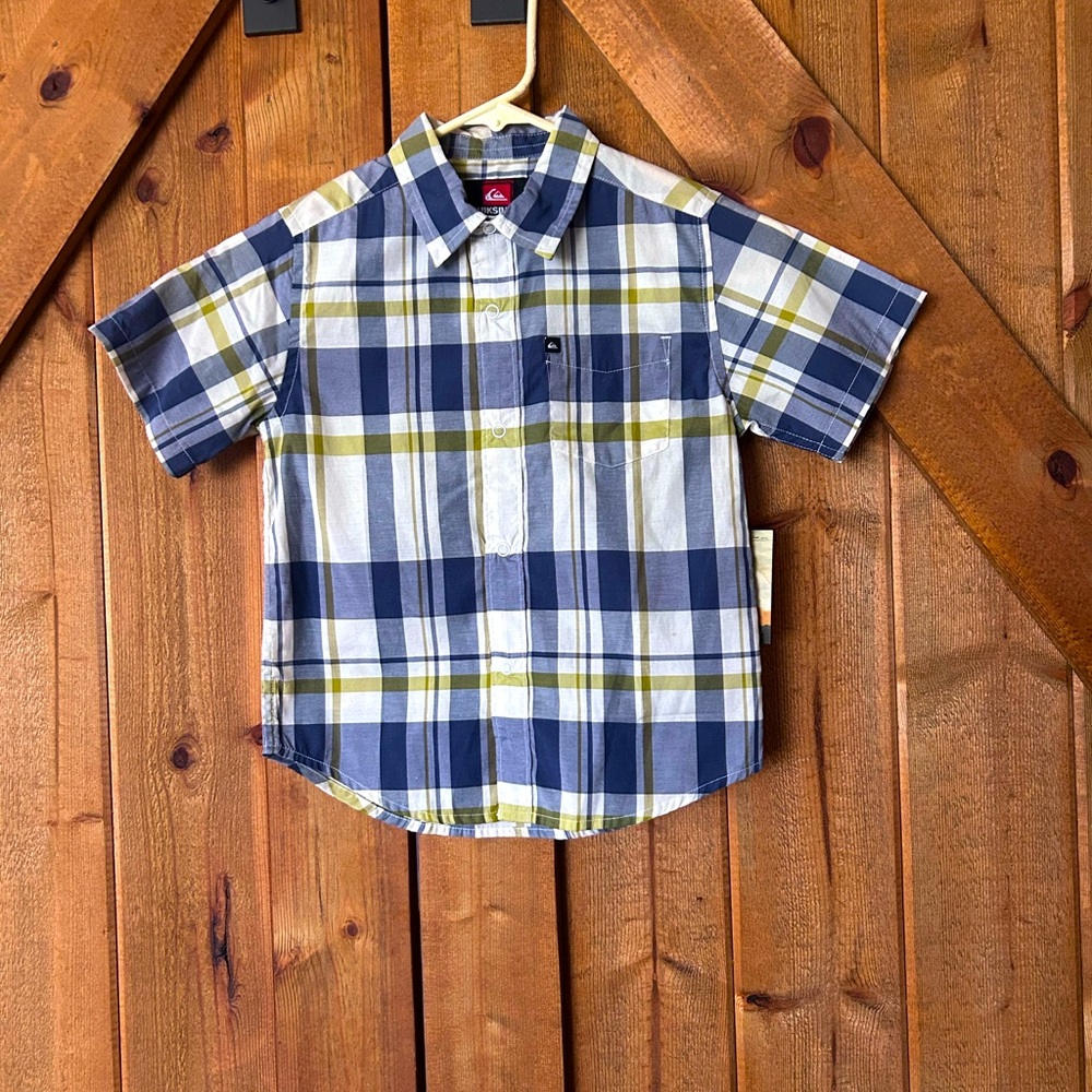 Quiksilver Kids Navy and Olive Plaid Shirt